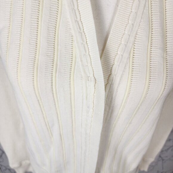 3.1 Phillip Lim Ivory Cotton Crepe V-Neck Lace Cardigan - Picture 3 of 9